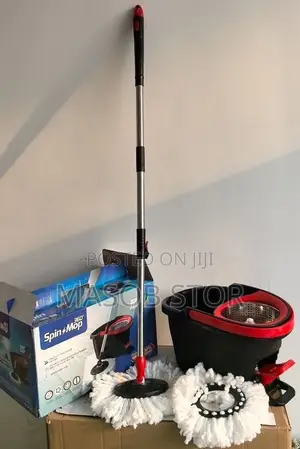 Spin Mop 360° Microfiber Mop በእግር በመጫን በቀላሉ መጭመቅ የሚያስችል