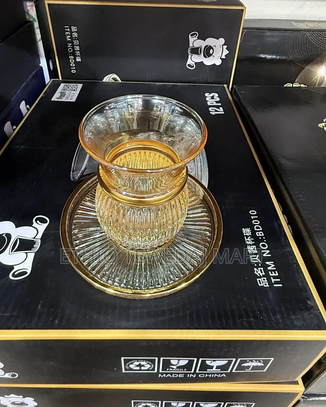 12-Piece Turkish/Arabic Luxury Glass Tea Cup ዘመናዊ የሻይ ብርጭቆ
