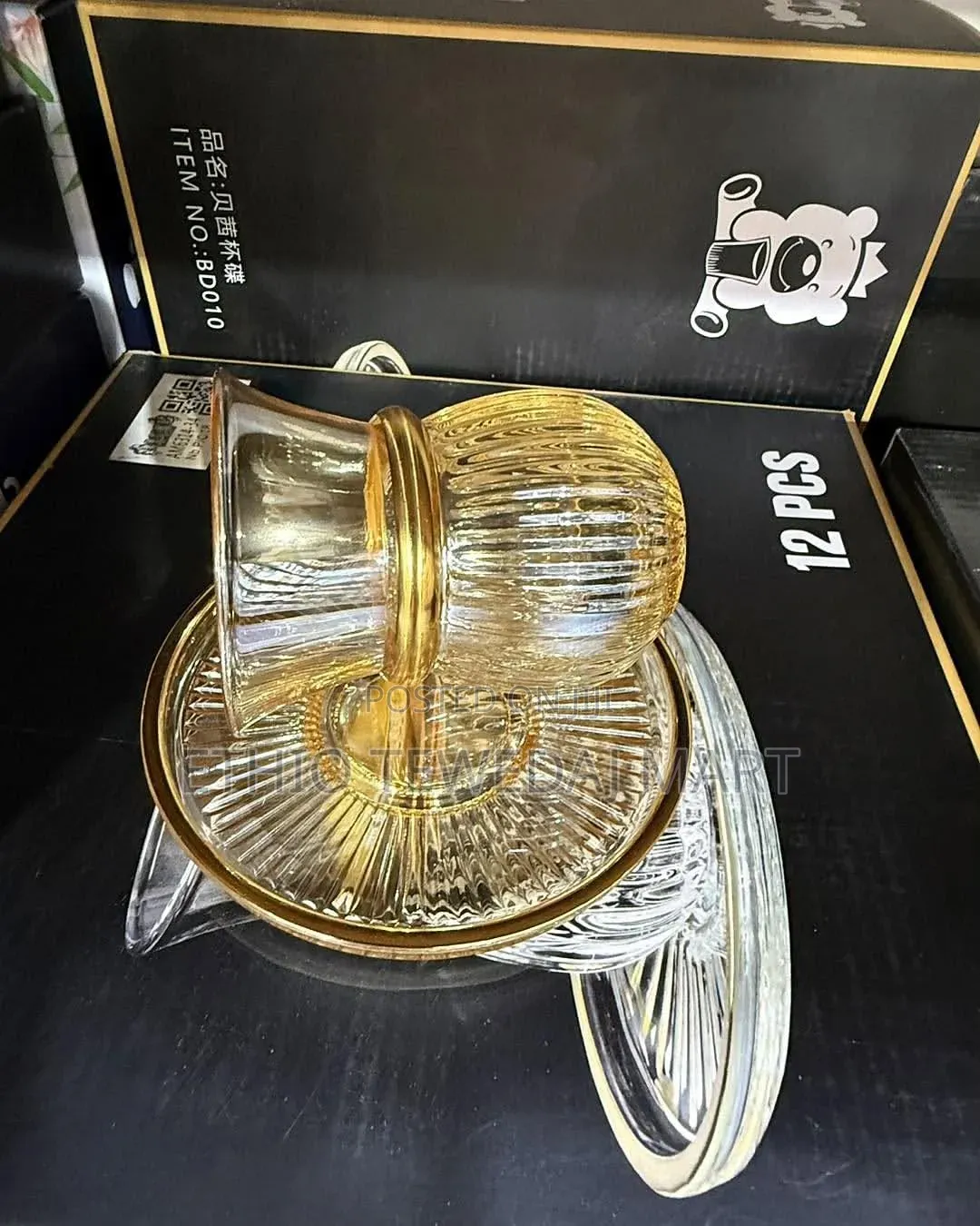 12-Piece Turkish/Arabic Luxury Glass Tea Cup ዘመናዊ የሻይ ብርጭቆ