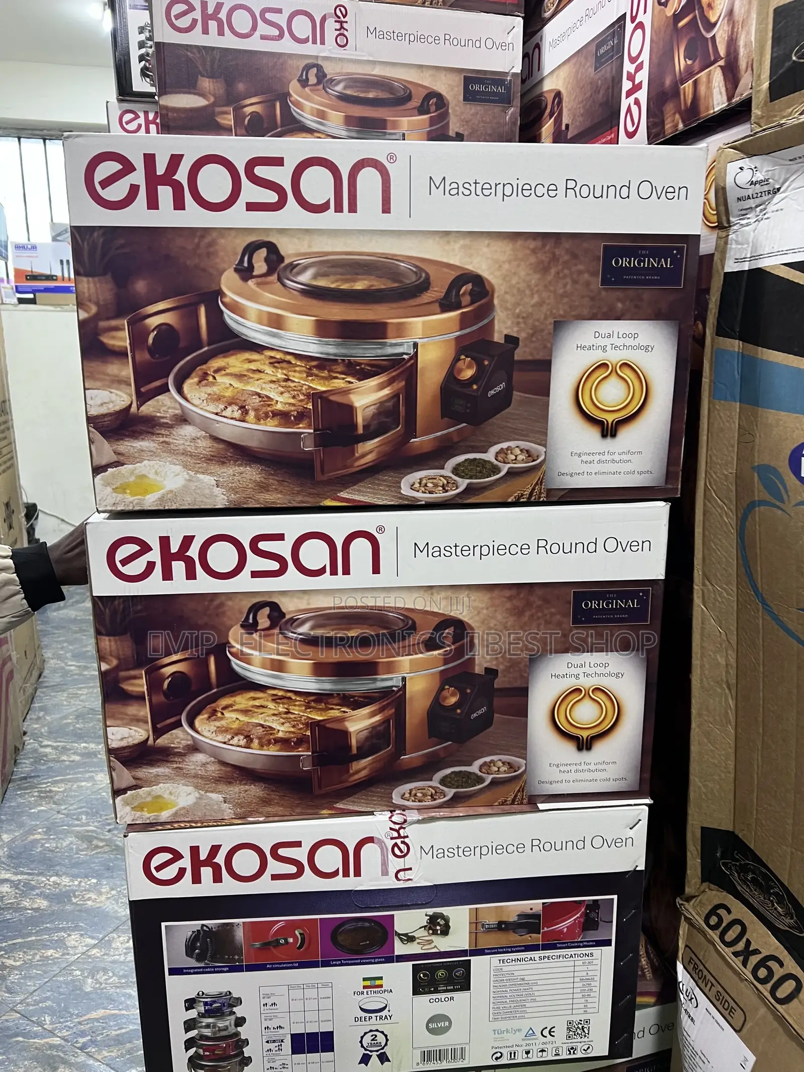 Original Ekosan Round Oven in Elegant Silver Color