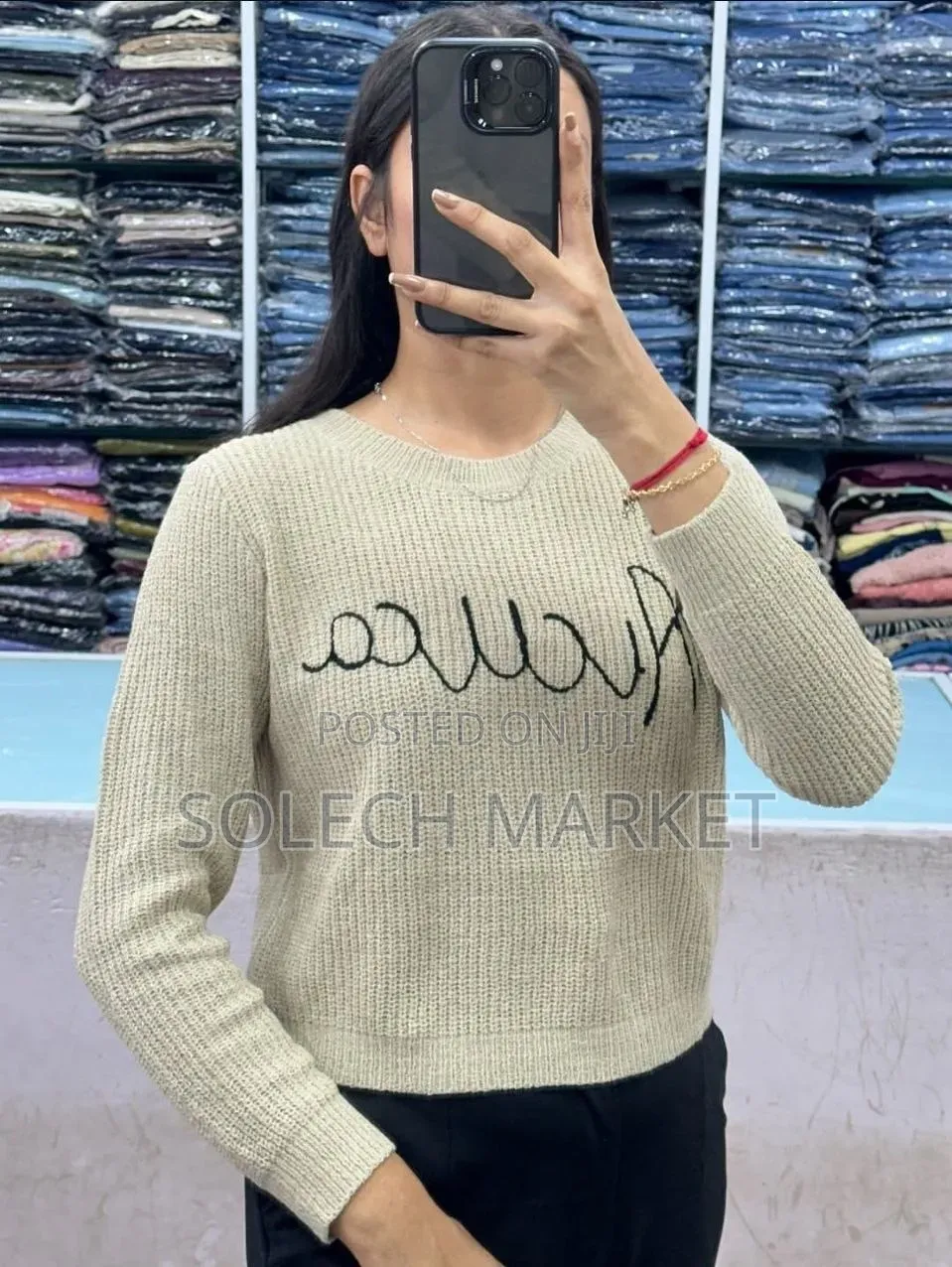 Black Anine Bing Embroidered Kendrick Sweater.