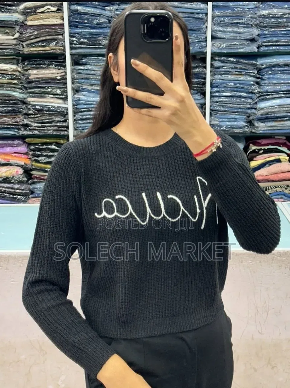 Black Anine Bing Embroidered Kendrick Sweater.