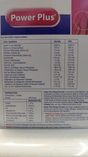 Power Plus Energy Multivitamin and Mineral Formula