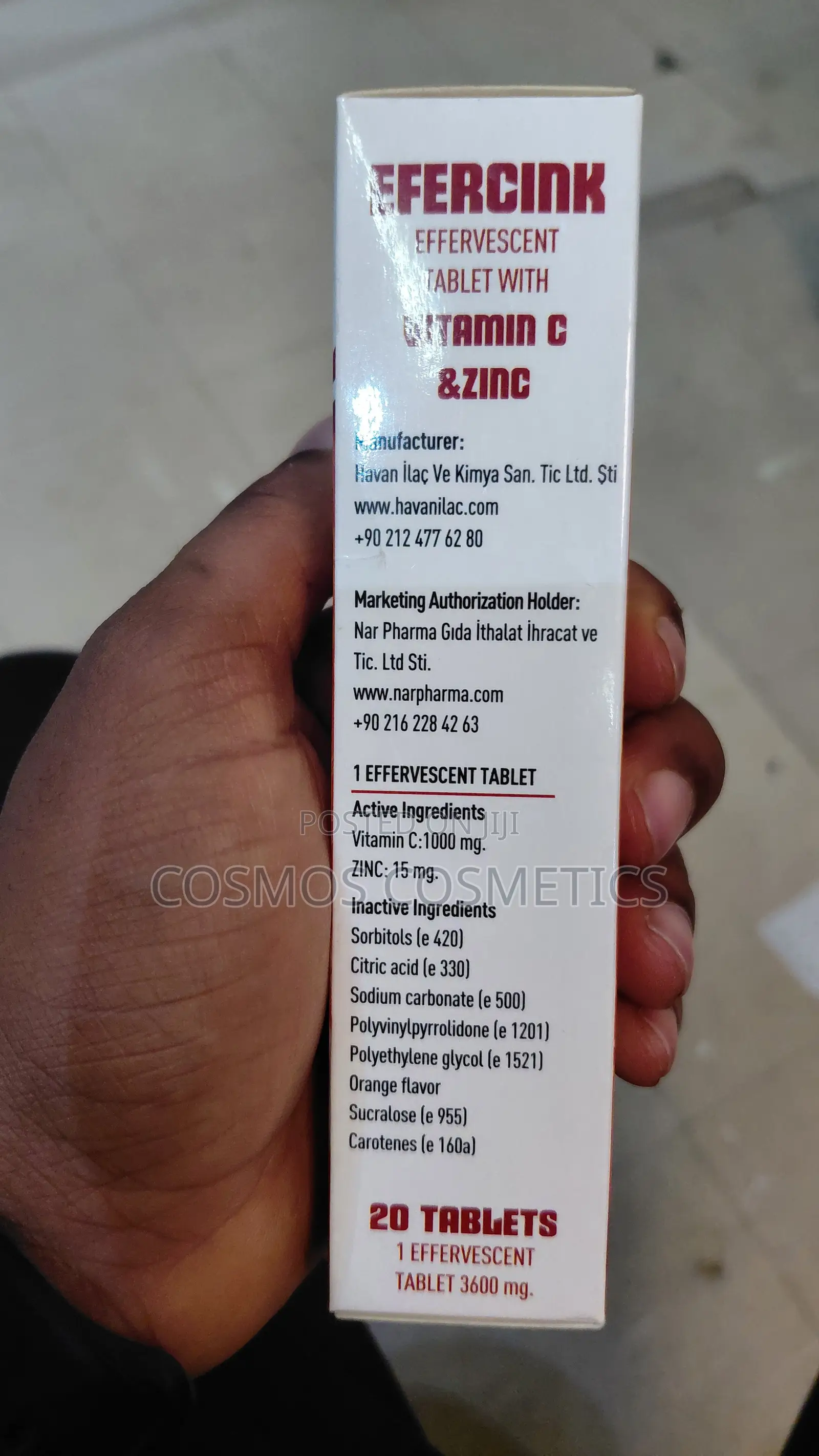 NAR Pharma Vitamin C + Zinc Effervescent Tablets From Turkey