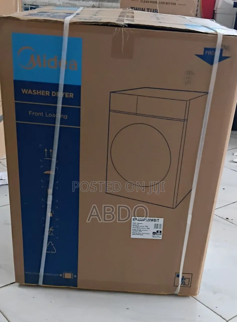 Midea Washer Dryer Front Loading Mf200D120WB/T Automatic Sistem Dijtal