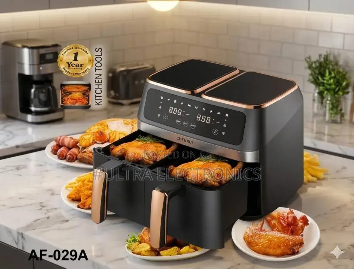 Chenrui AF-029A 12L Dual Drawer Digital Air Fryer በሁለት የተለያዩ የማብሰያ