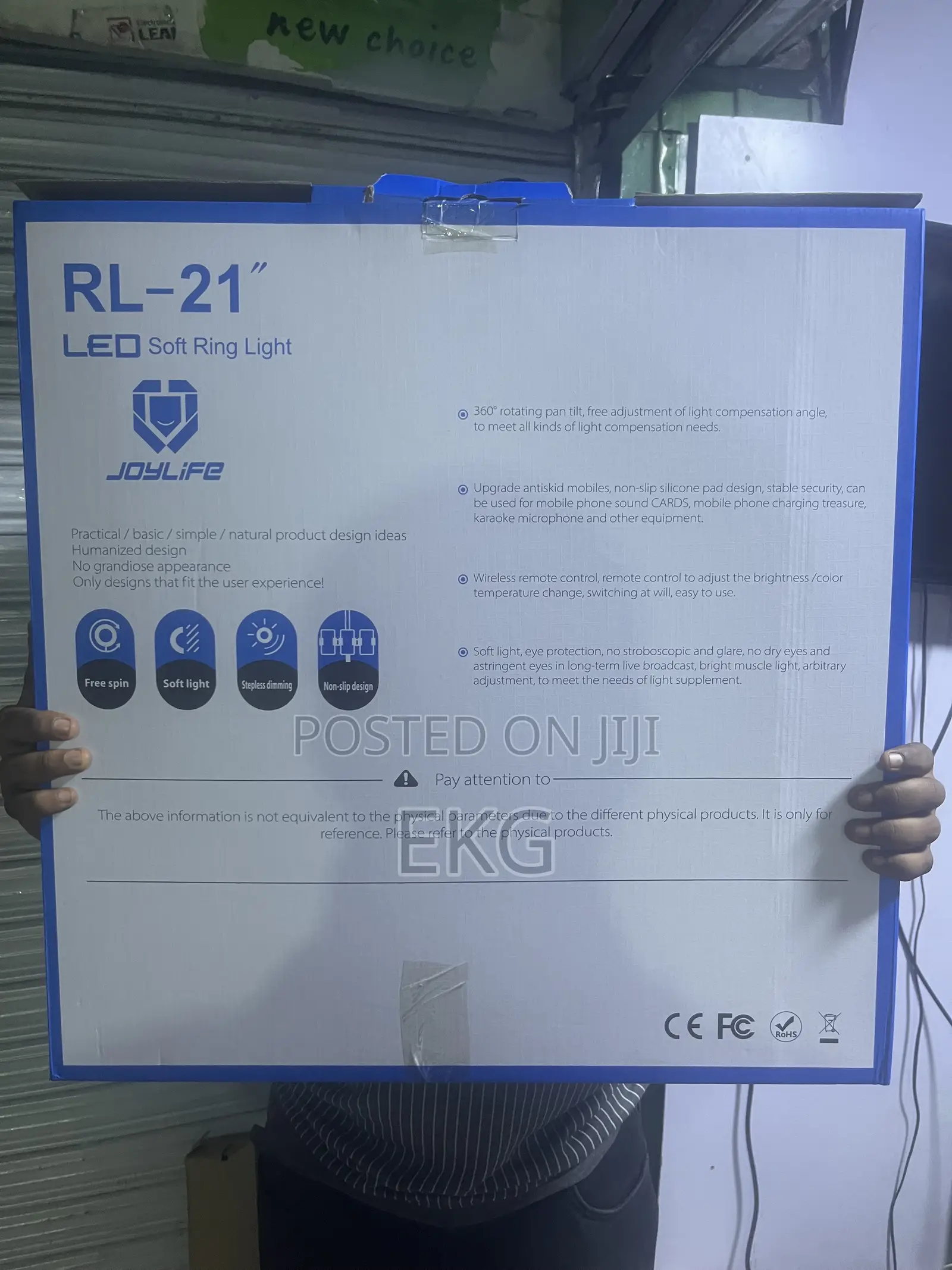 RL-21 Big LED Soft Ring Light With Remote 3 Phone Holders ትልቅ ሪንግላይት