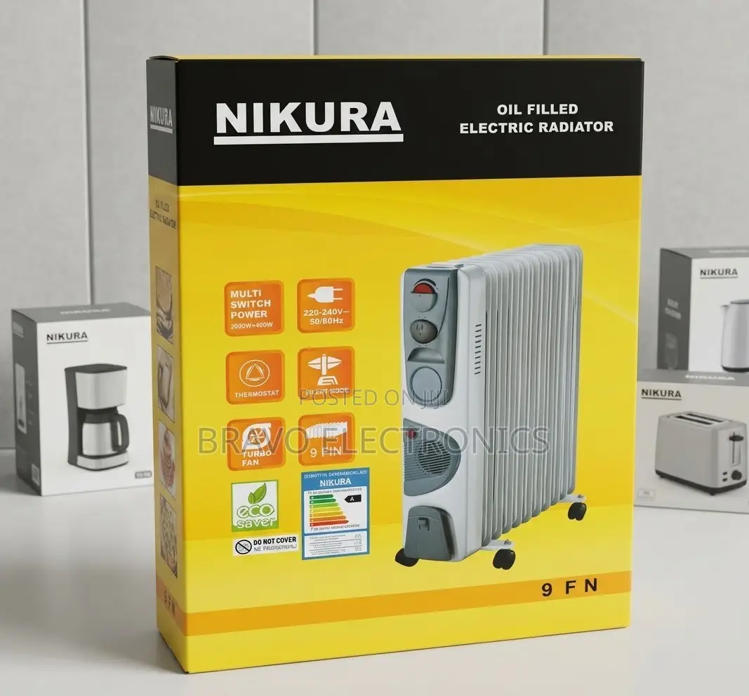  Nikura 9-Fin Oil-Filled Room Heater With Fan | 2000w + 400w