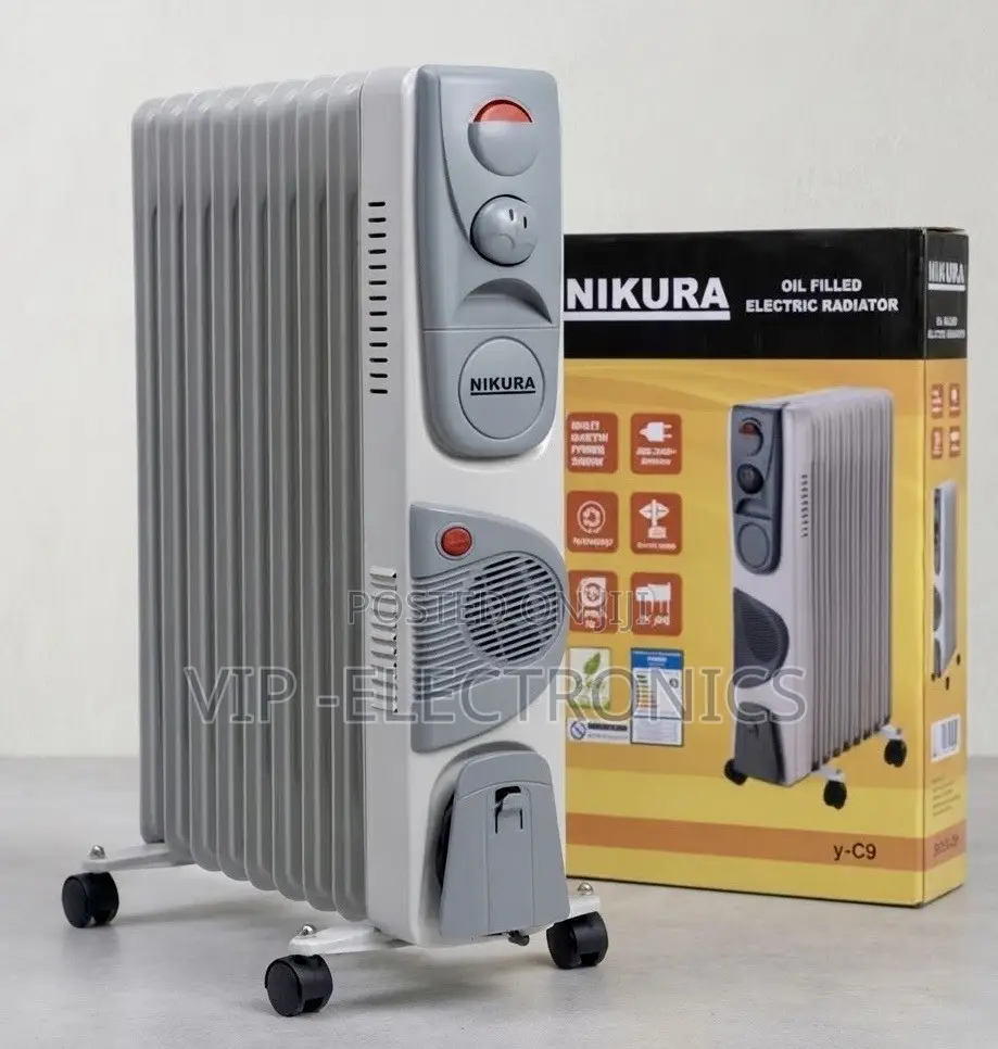 Nikura Room Heater 9-Fin Oil Filed Electric Radiator Heater With Turbo