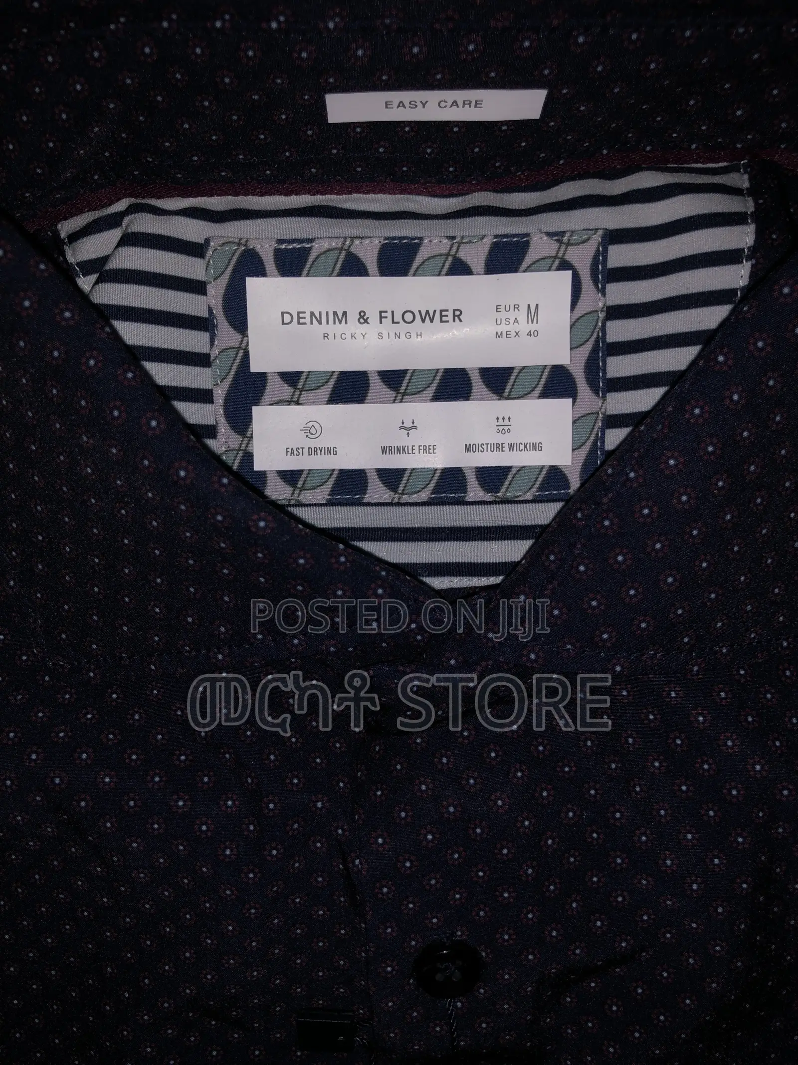Denim Flower Sleeve Shirt