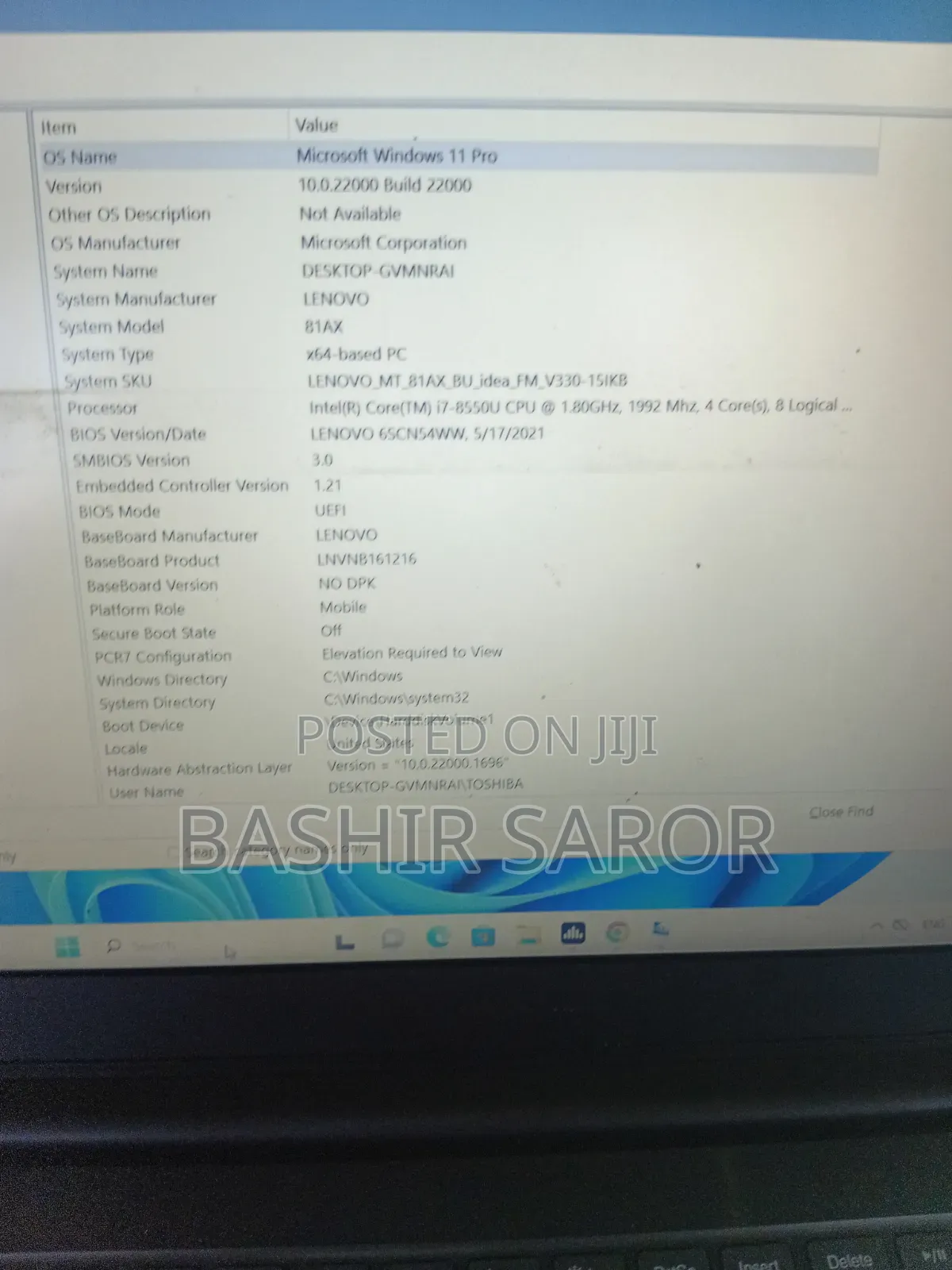Laptop Lenovo V15 8GB Intel Core i7 HDD 1T