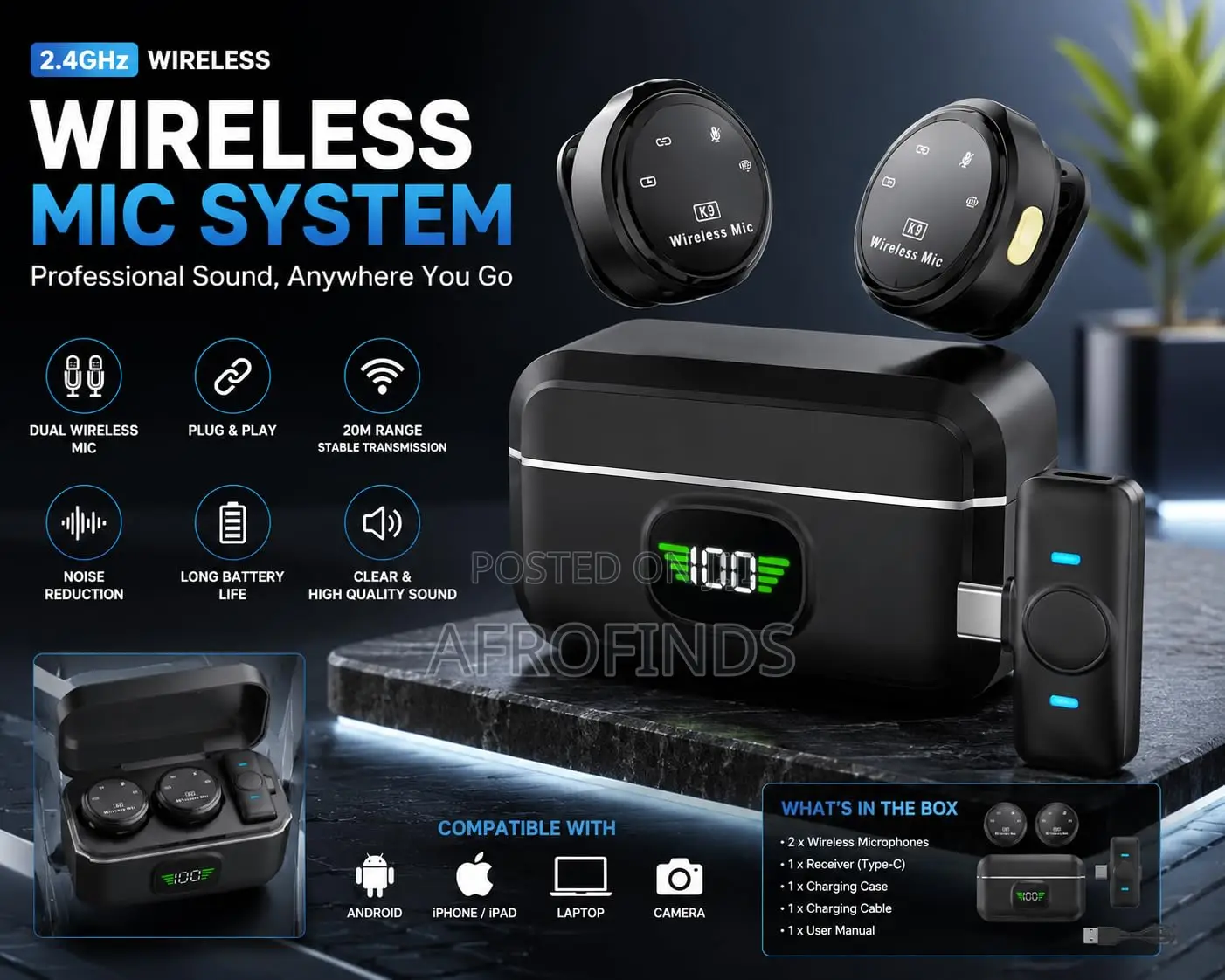 Q8 2.4GHz Wireless Mic: Noise-Canceling Plug-and-Play!