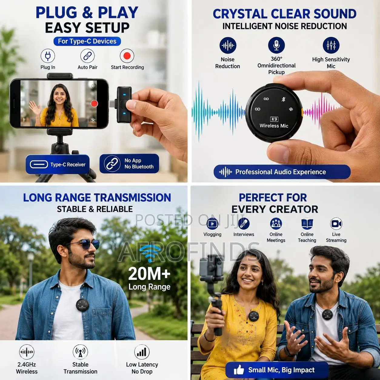 Q8 2.4GHz Wireless Mic: Noise-Canceling Plug-and-Play!