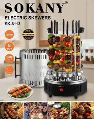 SOKANY SK-6113 Electric Skewers 1500W – 8pcs 360° Rotation