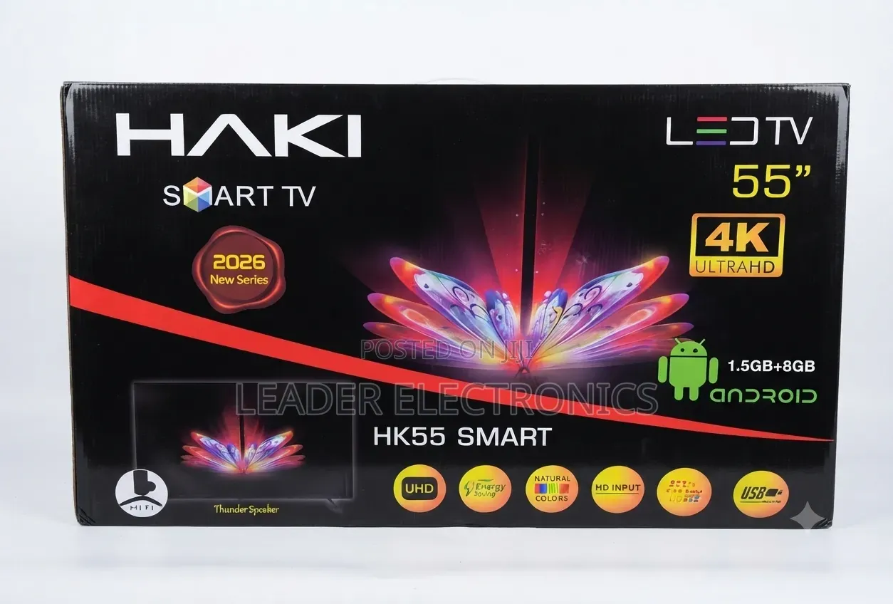 Haki TV 55" Smart Android TV Double Glass 4 K UHD New 2026