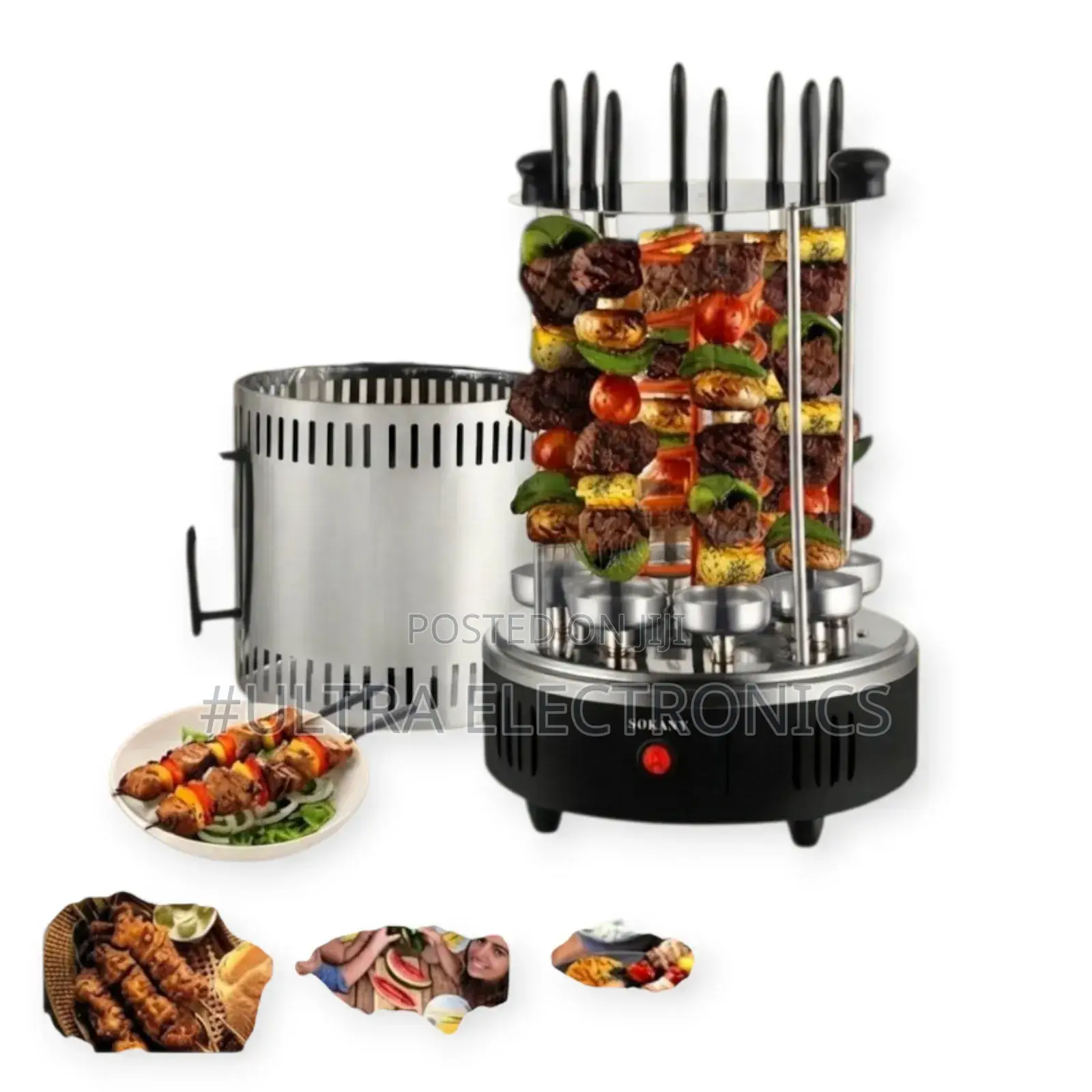 SOKANY SK-6113 Electric BBQ Skewer – 1500W | 8 Skewers | 360° Rotation