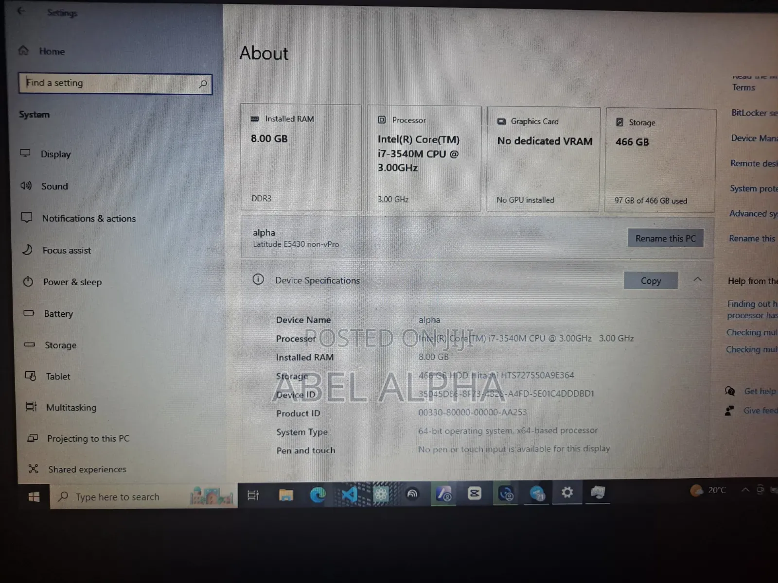 Laptop Dell Latitude 5430 8GB Intel Core i7 HDD 500GB