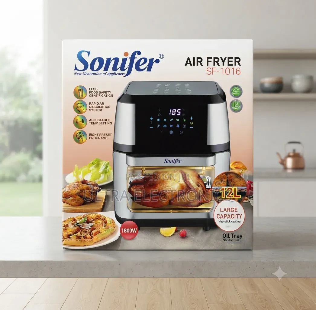 SONIFER 12L Air Fryer – 1800W | 8 Preset Programs