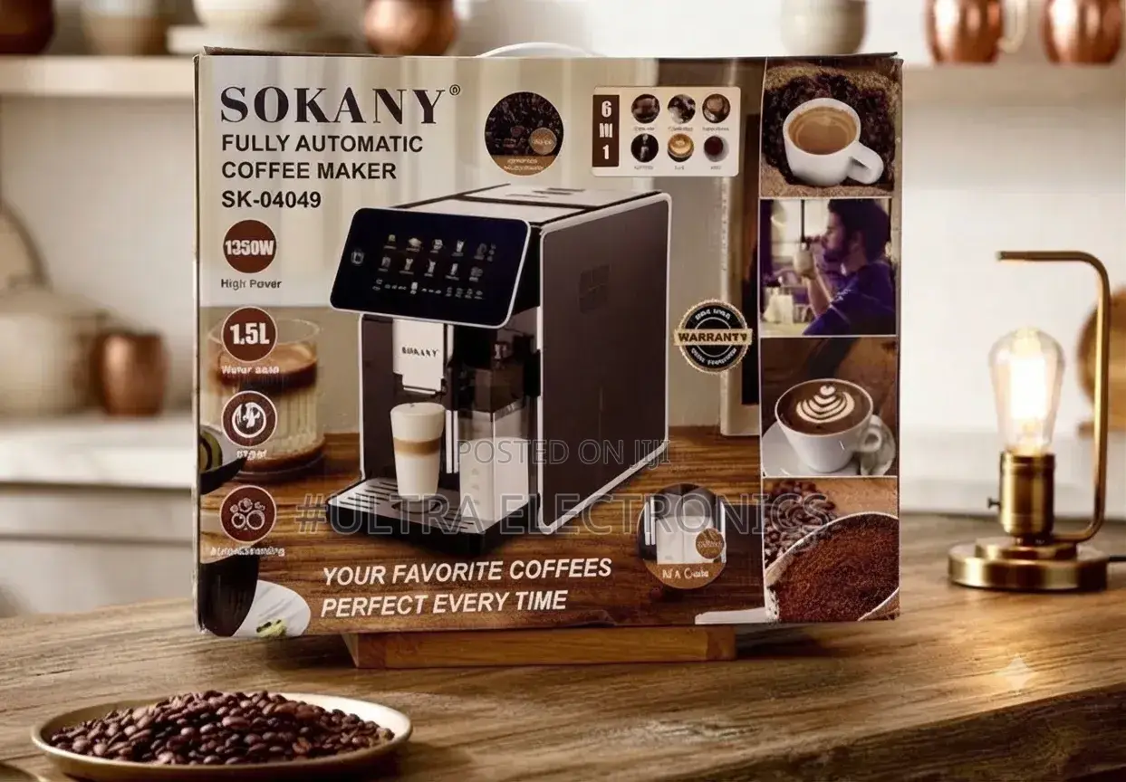 SOKANY SK-04049 Fully Automatic Coffee Maker – 1350W | 1.5L | 20 Bar