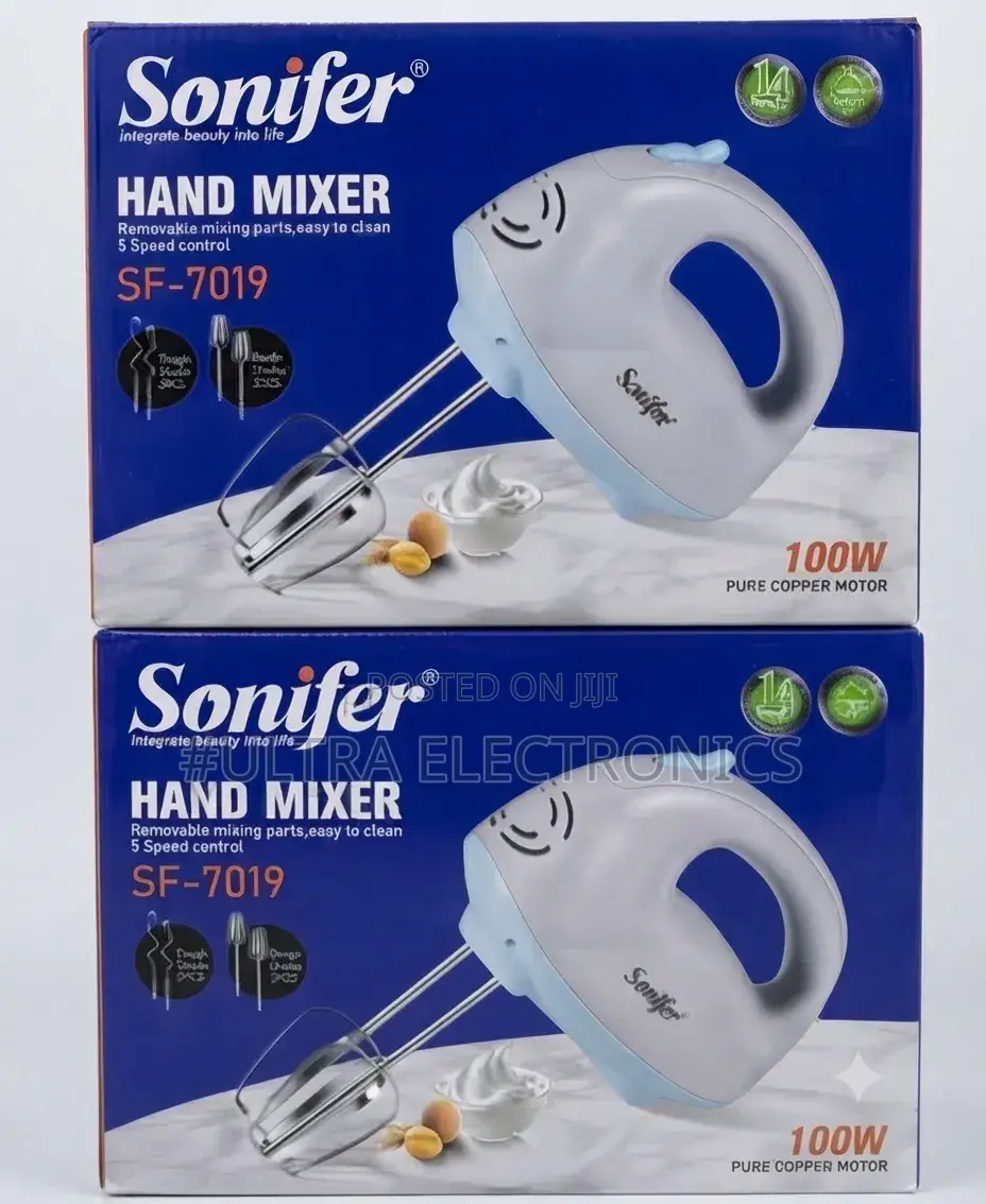 SONIFER SF-7019 Hand Mixer – 100W | 5 Speeds | Pure Copper Motor
