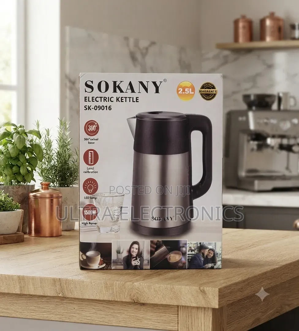 SOKANY SK-09016 Electric Kettle – 2.5L | 1500W ፈጣን ውሃ ማፍያ እና ትልቅ