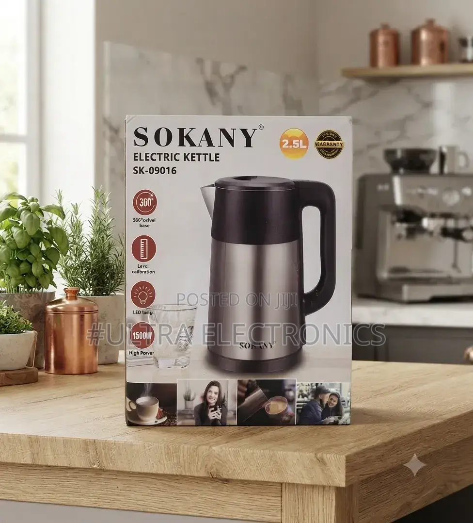 SOKANY SK-09016 Electric Kettle – 2.5L | 1500W ፈጣን ውሃ ማፍያ እና ትልቅ