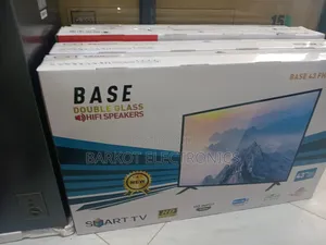 Base Doubel Gelass Hifi Speaker Base 43 FHD Smart TV Andraid 2026 Mode