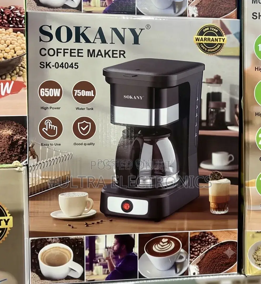 SOKANY SK-04045 Coffee Maker 650W – 750ml Water Tank
