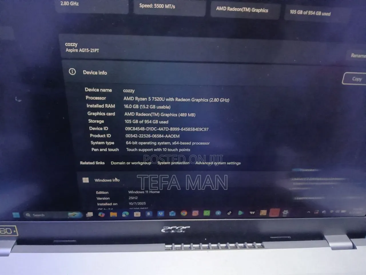 New Laptop Acer Aspire Go 15 16GB AMD Ryzen 5 SSD 1T