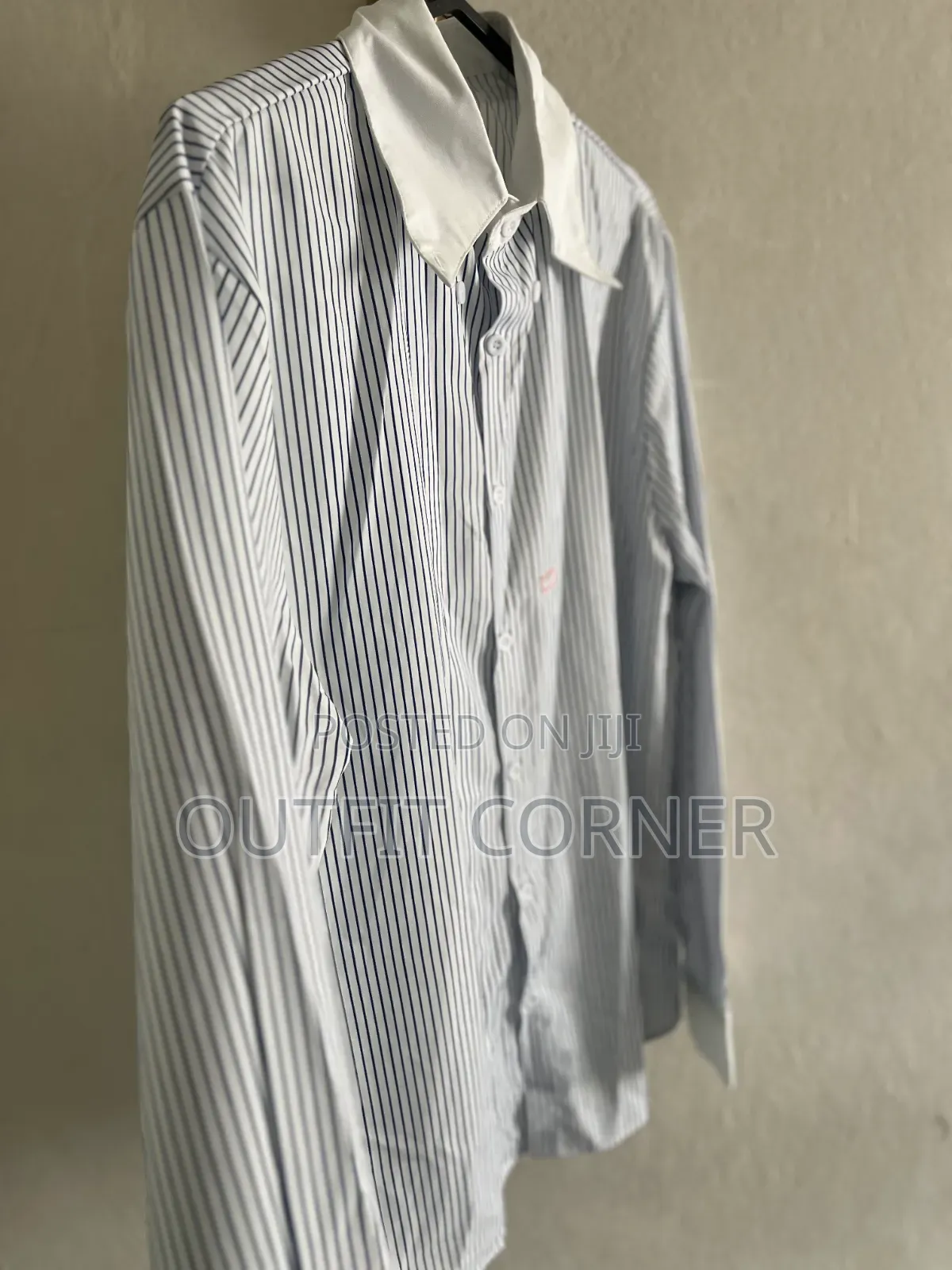 Black and White Striped Men's Shirt
