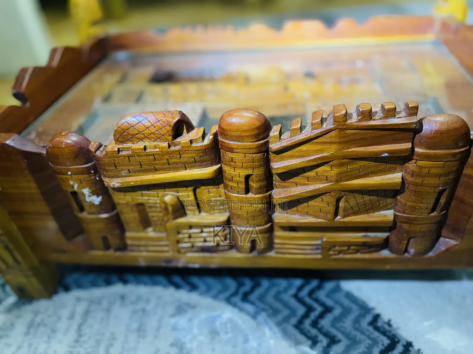 Handcarved Ethiopian Wooden Coffee Table / Rekebot
