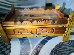 Handcarved Ethiopian Wooden Coffee Table / Rekebot