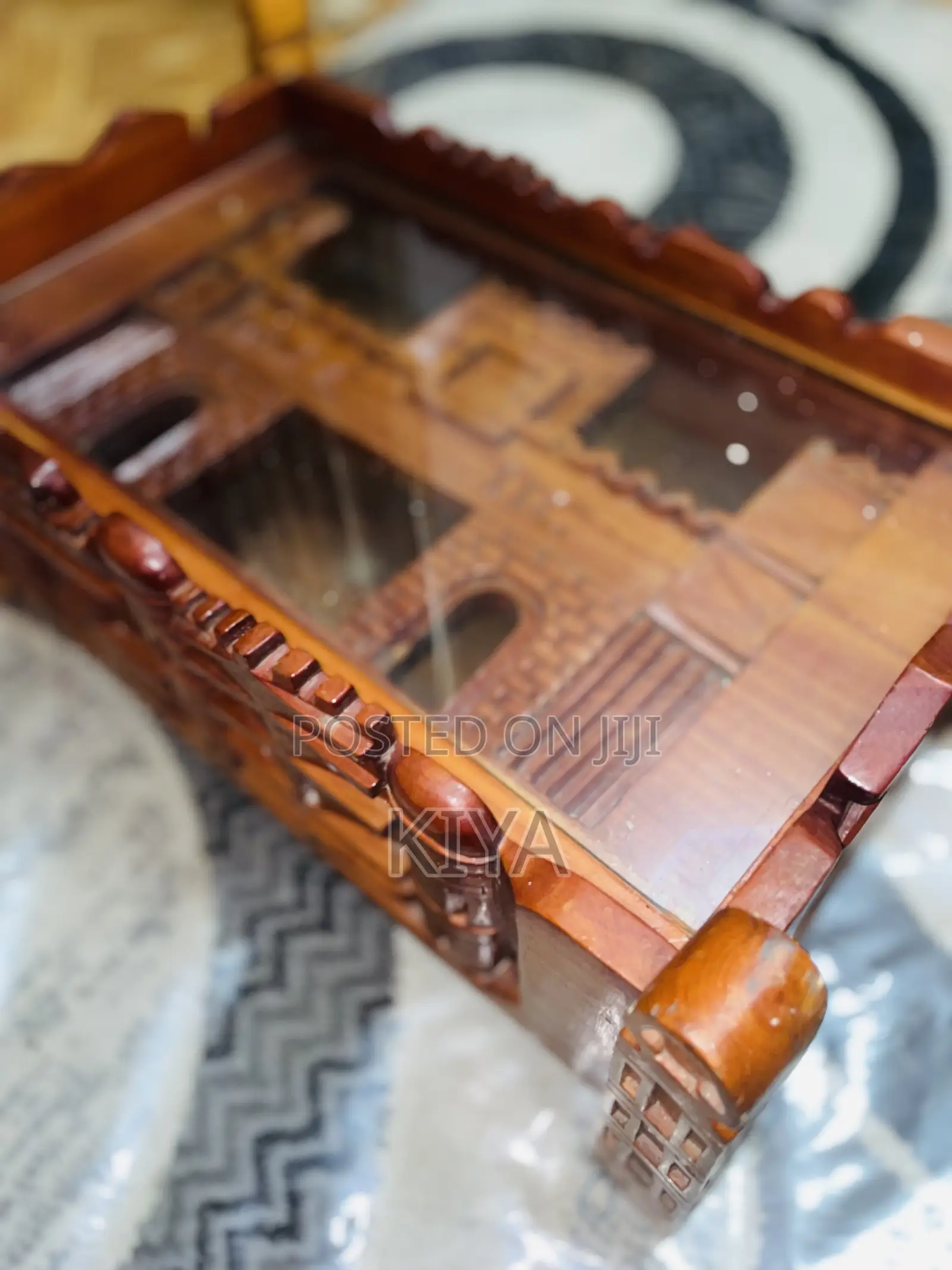 Handcarved Ethiopian Wooden Coffee Table / Rekebot