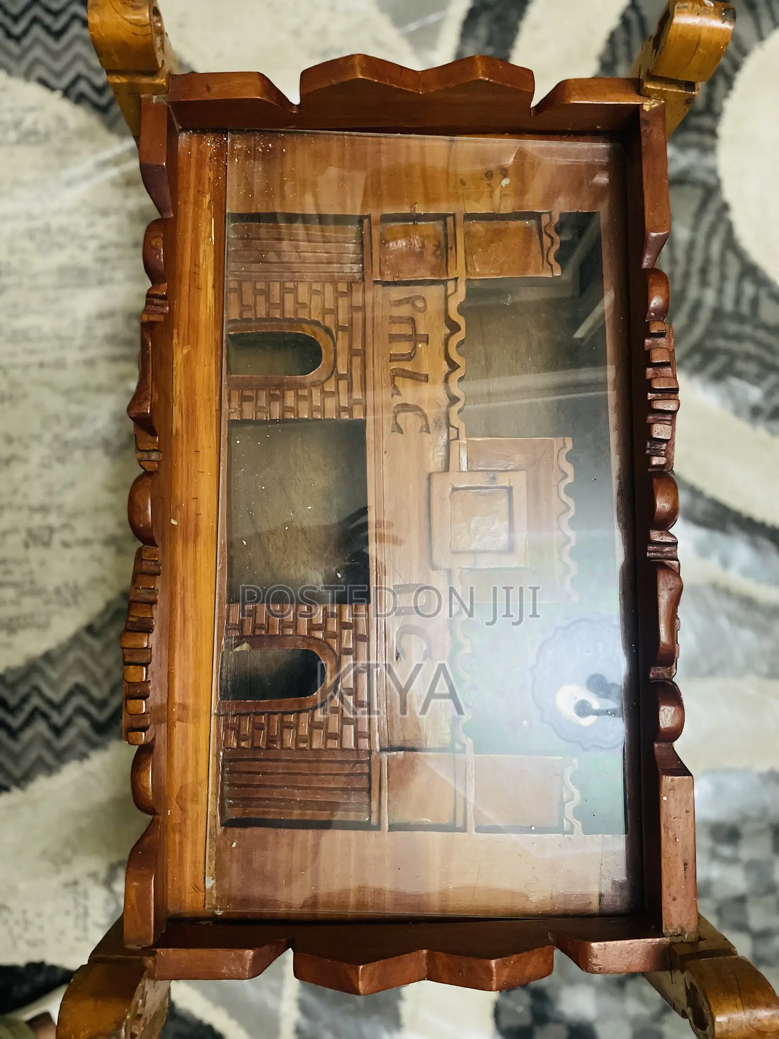 Handcarved Ethiopian Wooden Coffee Table / Rekebot