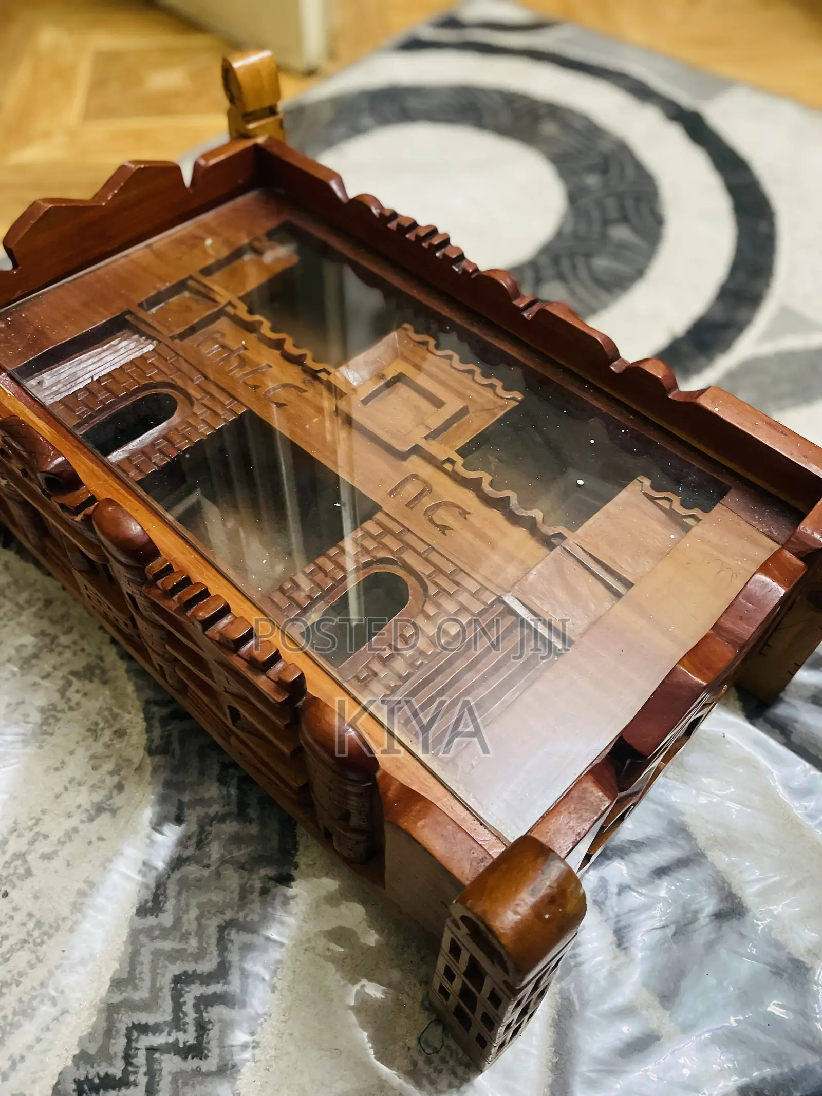 Handcarved Ethiopian Wooden Coffee Table / Rekebot