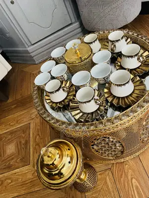 Gold Crystal Rekebot Coffee Set With Incense Burner Accessories