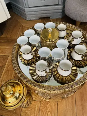 Gold Crystal Rekebot Coffee Set With Incense Burner Accessories