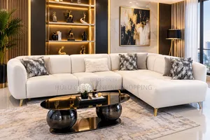 Luxury Ivory L-Shaped Sectional Sofa