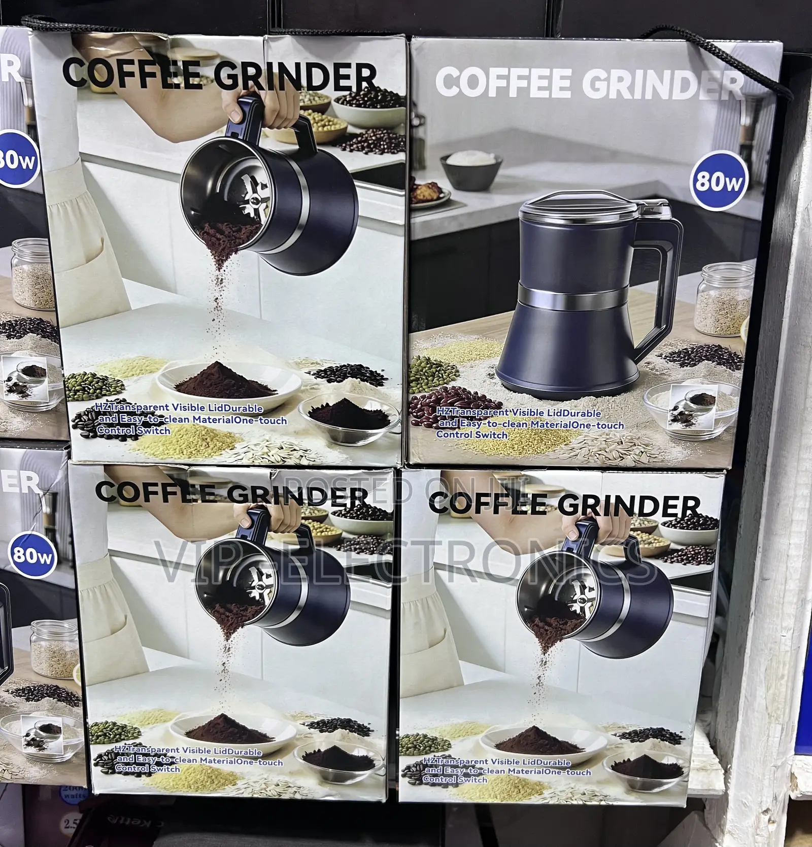 Electric Coffee Grinder 80W– One-Touch Coffee Spice Grinder
