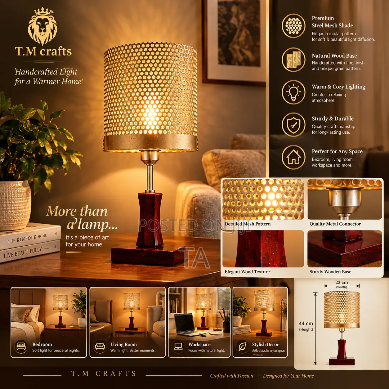 Handcrafted Steel Mesh Table Lamp