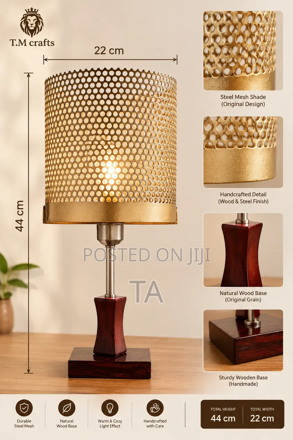 Handcrafted Steel Mesh Table Lamp
