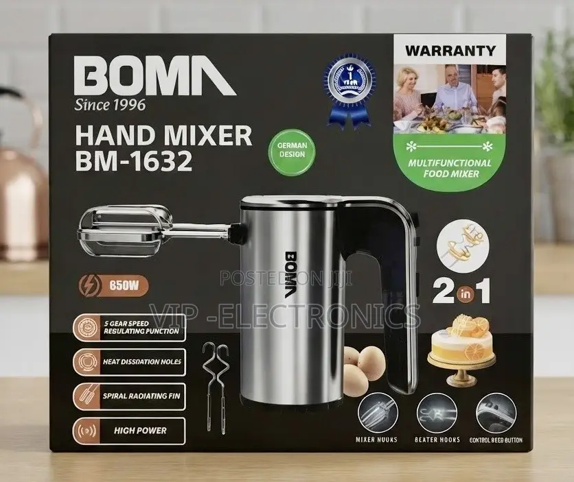 BOMN Hand Mixer BM-1632 – 650W High-Power 2-in-1 Multifunctional Mixer