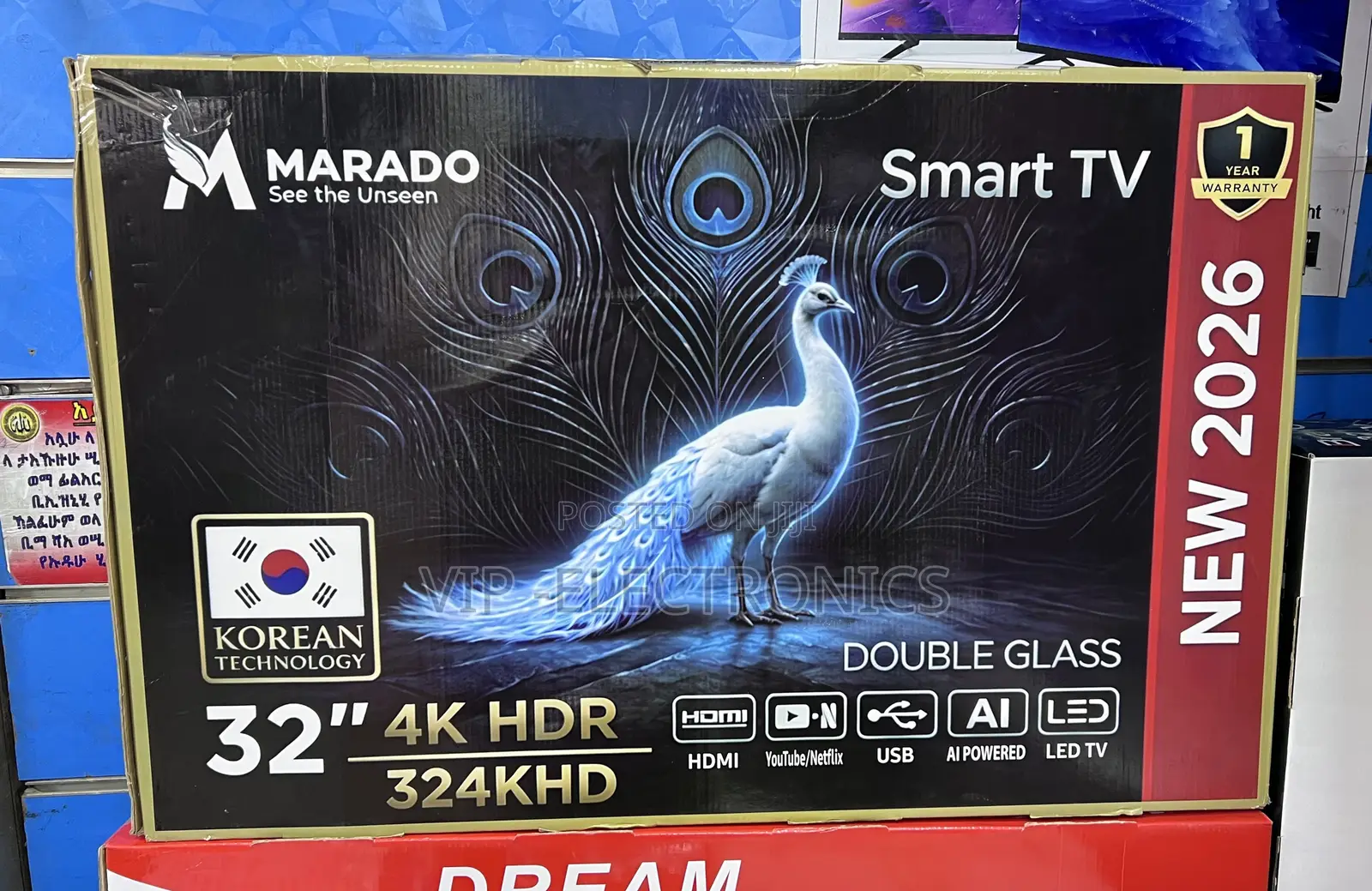MARADO 32 Inch TV HDR Smart LED TV – Double Glass, New 2026 Model