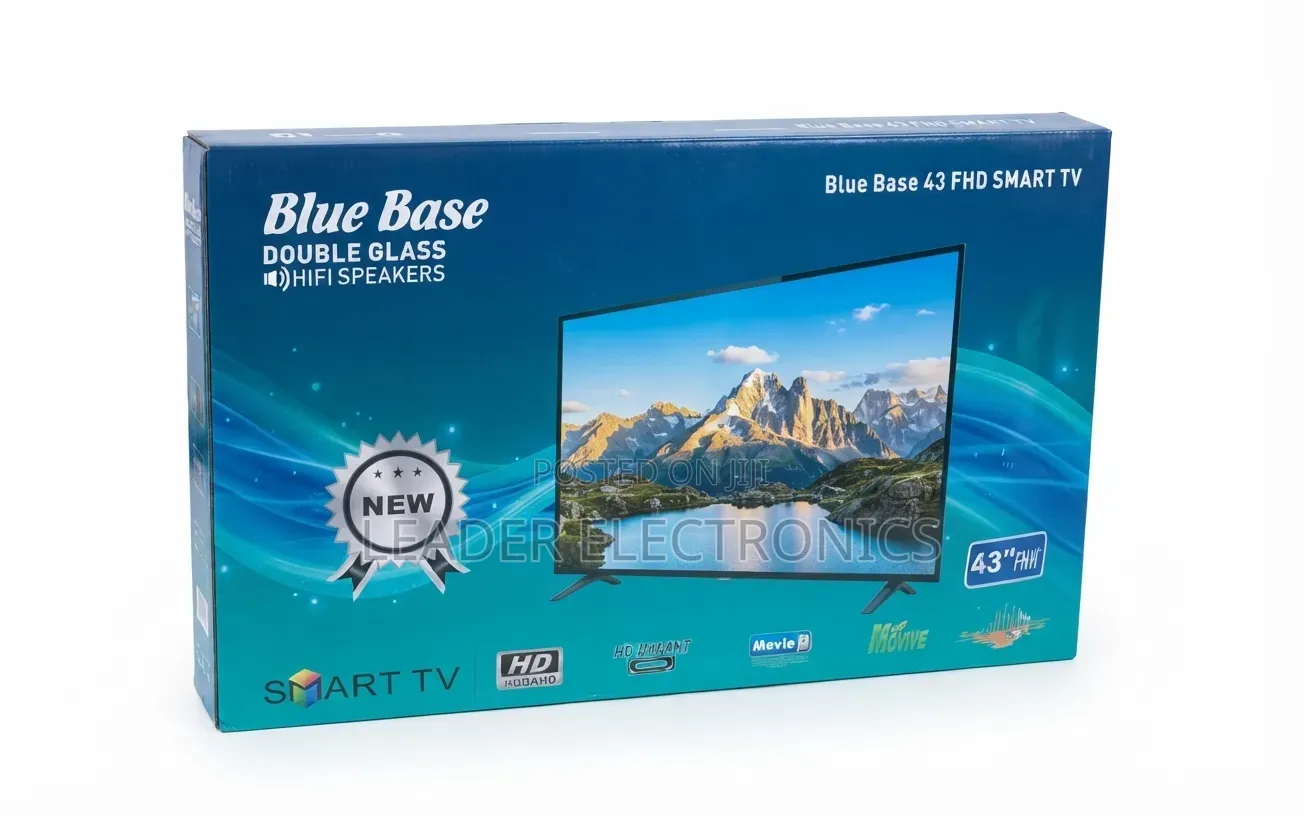 Blue Base TV 43" Smart Android TV – Double Glass Design | Stylish
