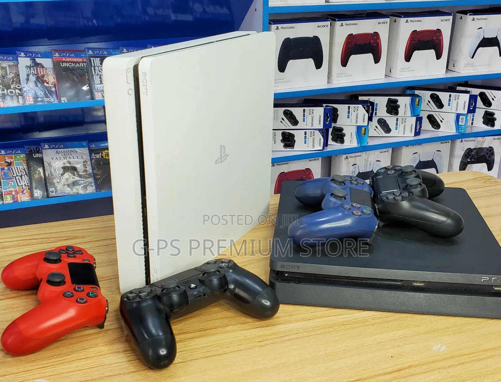 PS4 Slim Europe Used – 1 TB – Jailbreak 5 Games እና 2 Original Joystick