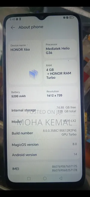 Honor X6a 128 GB Black