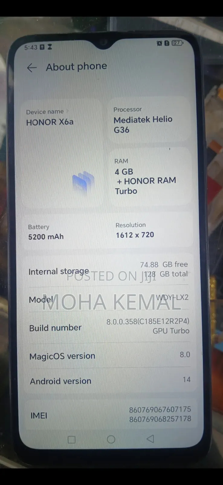 Honor X6a 128 GB Black