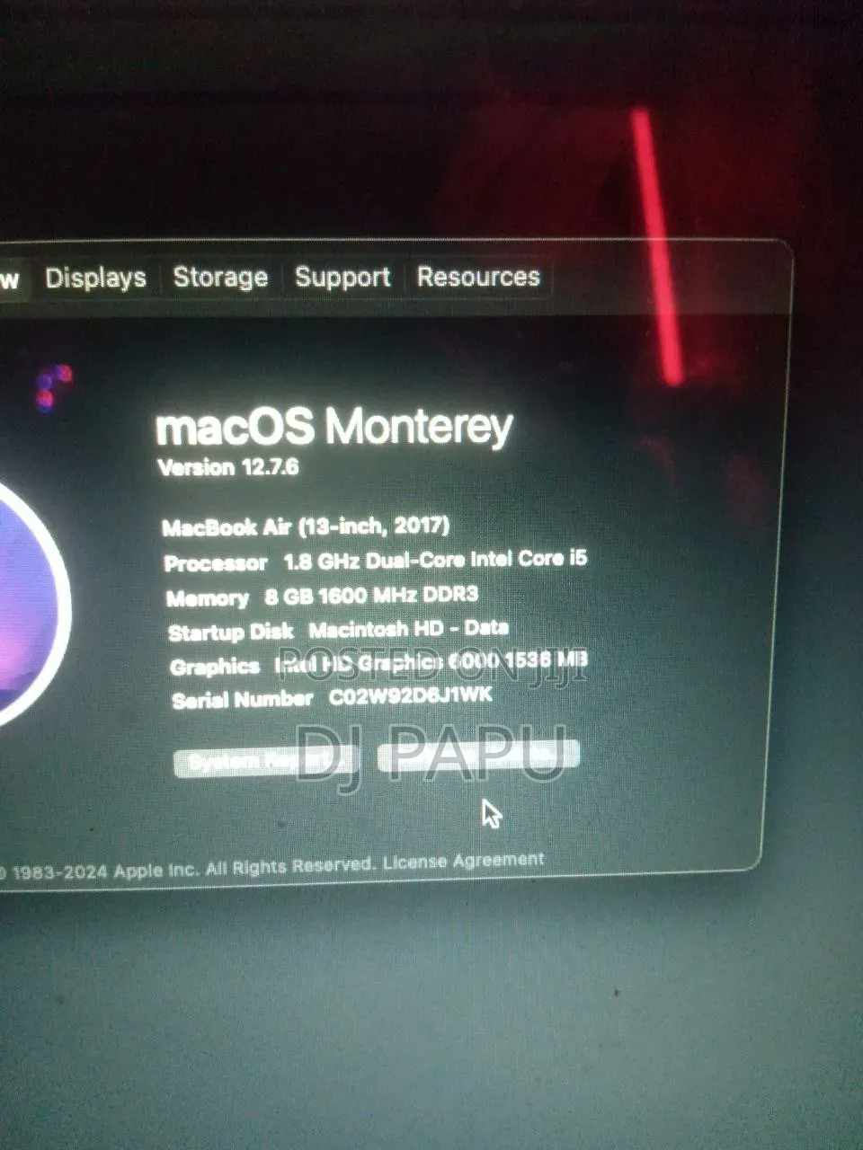 Laptop Apple MacBook Air 2017 8GB Intel Core i5 HDD 128GB