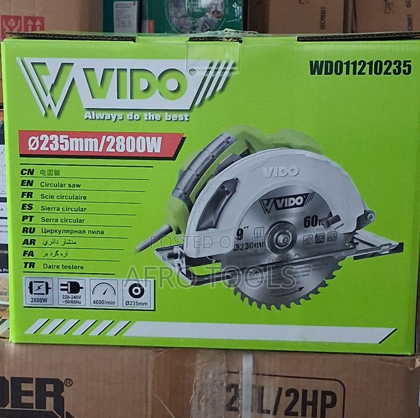 Vido የእንጨት መቁረጫ ማሽን (Vido 2800W Circular Saw)