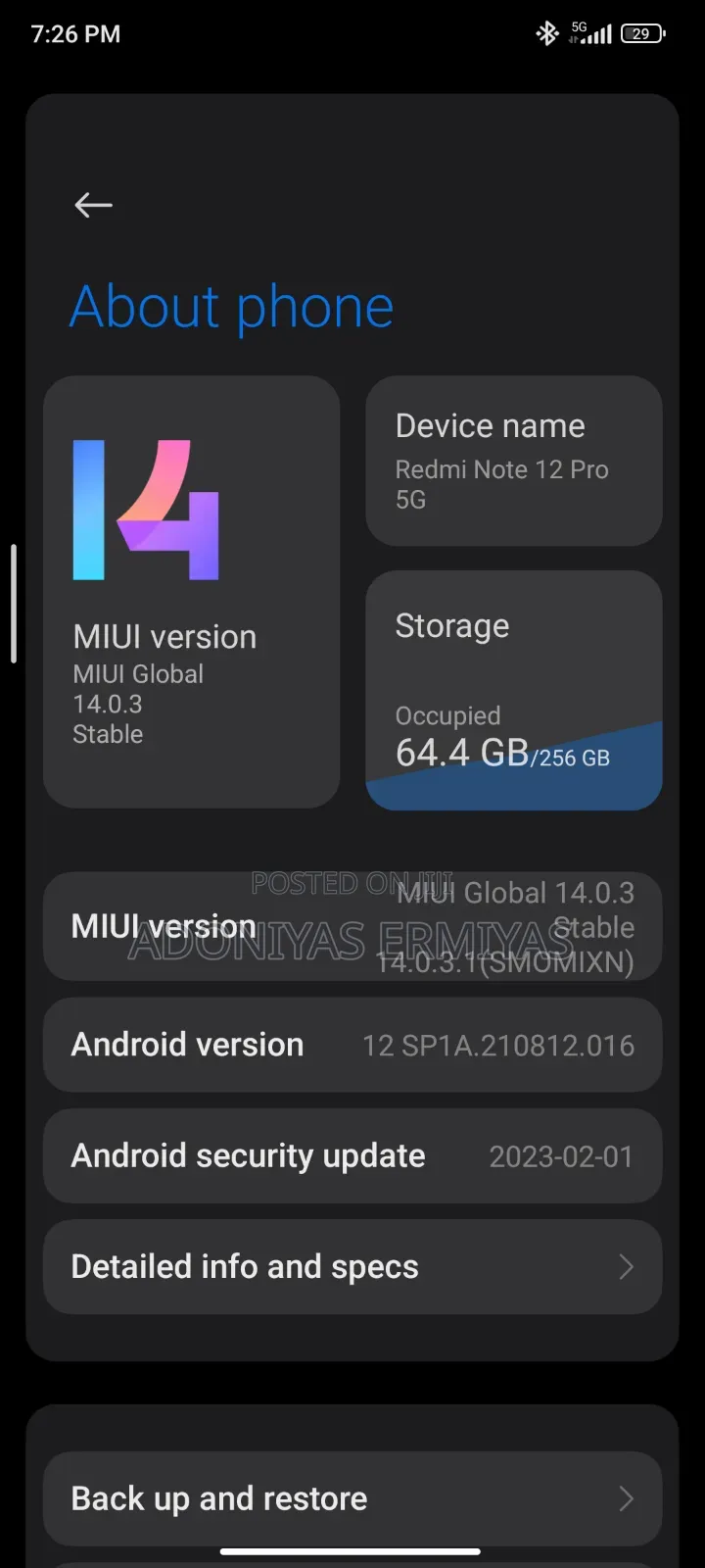 Xiaomi Redmi Note 12 Pro 5G 256 GB Blue
